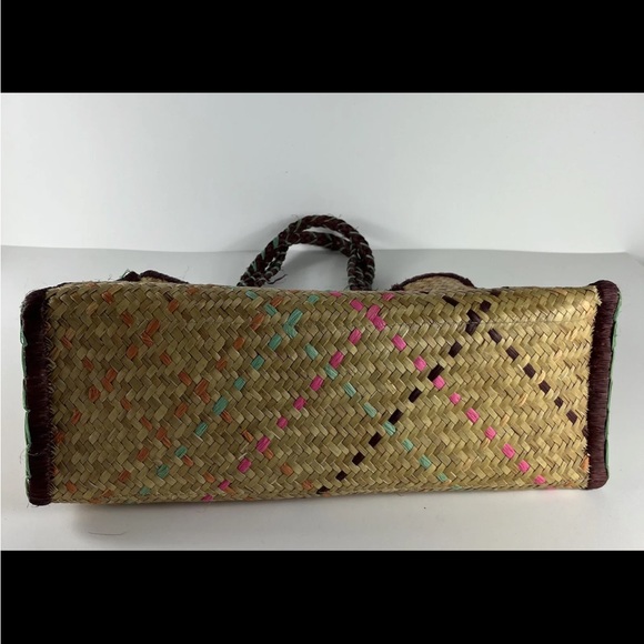 Coldwater Creek Flower Print Straw Woven Wicker Purse Bag - Picture 9 of 9